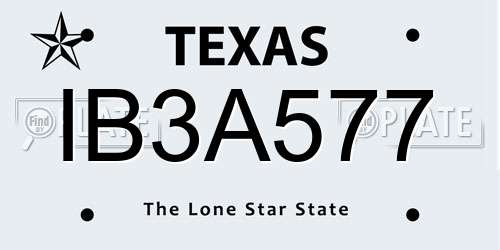 IB3A577 Texas License Plate