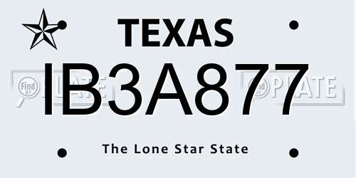 IB3A877 Texas License Plate