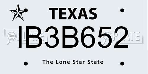 IB3B652 Texas License Plate