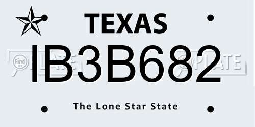 IB3B682 Texas License Plate