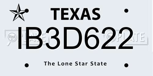 IB3D622 Texas License Plate