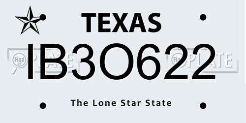 IB3O622 Texas License Plate