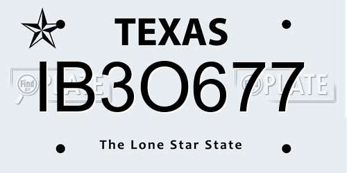 IB3O677 Texas License Plate