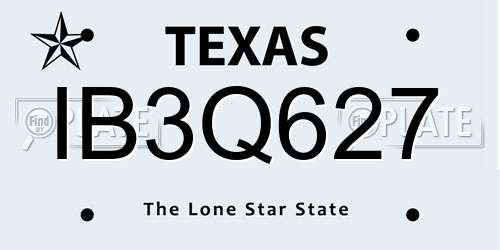 IB3Q627 Texas License Plate