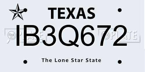 IB3Q672 Texas License Plate