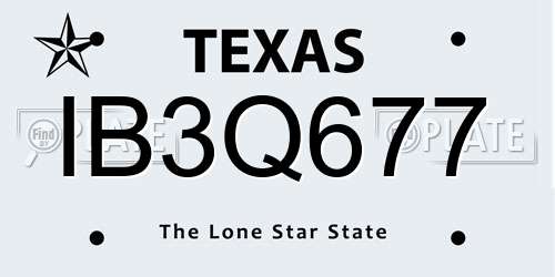 IB3Q677 Texas License Plate