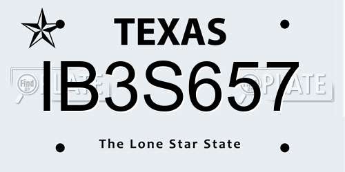 IB3S657 Texas License Plate