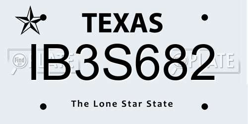IB3S682 Texas License Plate