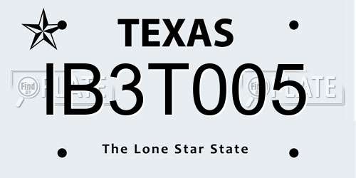 IB3T005 Texas License Plate