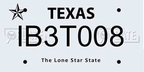 IB3T008 Texas License Plate