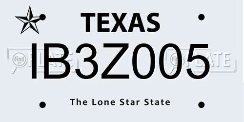 IB3Z005 Texas License Plate