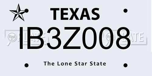 IB3Z008 Texas License Plate