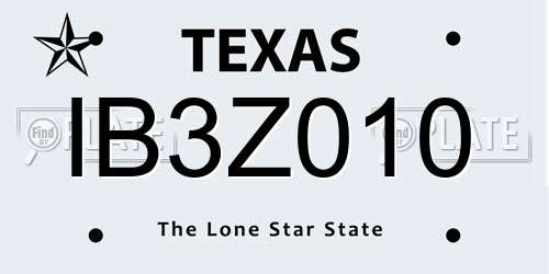 IB3Z010 Texas License Plate