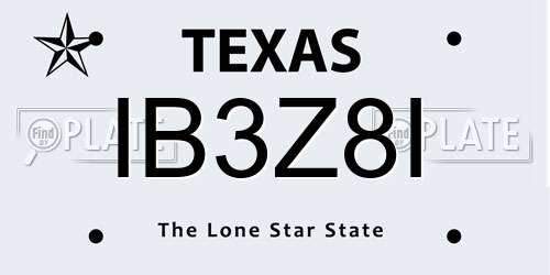 IB3Z8I Texas License Plate