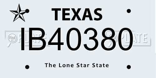 IB40380 Texas License Plate