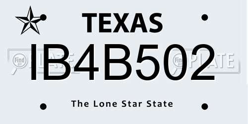 IB4B502 Texas License Plate
