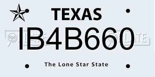 IB4B660 Texas License Plate