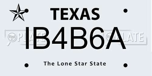 IB4B6A Texas License Plate