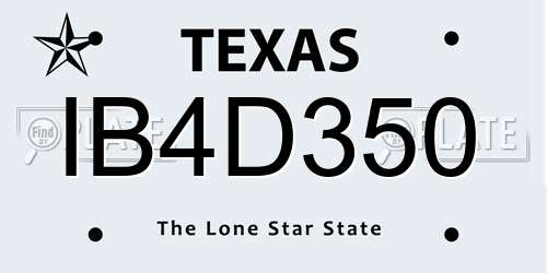 IB4D350 Texas License Plate