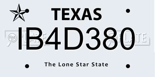IB4D380 Texas License Plate