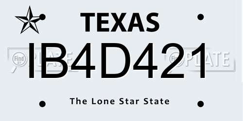 IB4D421 Texas License Plate