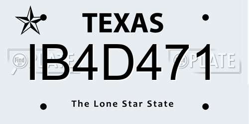 IB4D471 Texas License Plate