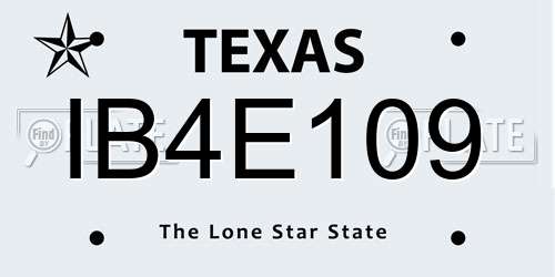 IB4E109 Texas License Plate