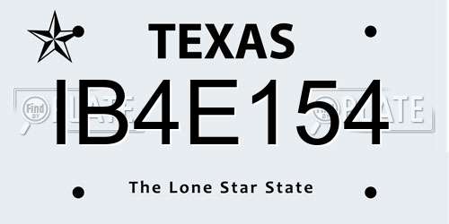 IB4E154 Texas License Plate