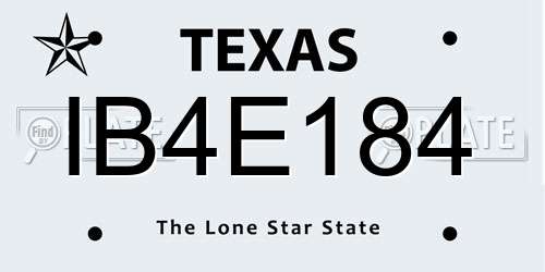 IB4E184 Texas License Plate