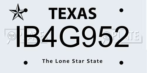 IB4G952 Texas License Plate