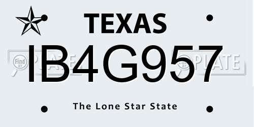 IB4G957 Texas License Plate