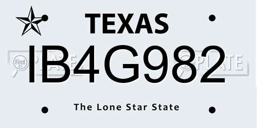 IB4G982 Texas License Plate