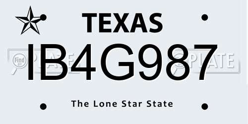 IB4G987 Texas License Plate