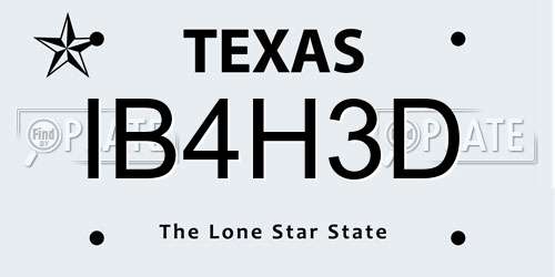 IB4H3D Texas License Plate