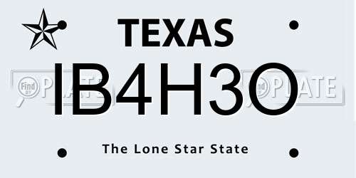 IB4H3O Texas License Plate