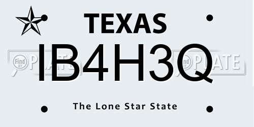 IB4H3Q Texas License Plate