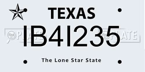 IB4I235 Texas License Plate