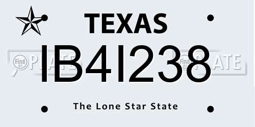 IB4I238 Texas License Plate
