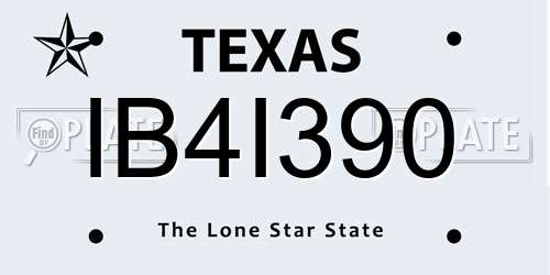 IB4I390 Texas License Plate
