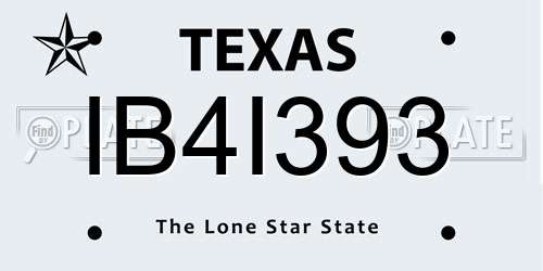 IB4I393 Texas License Plate