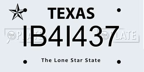 IB4I437 Texas License Plate