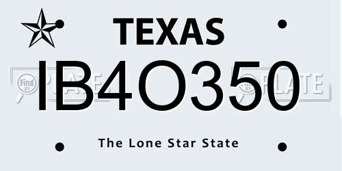 IB4O350 Texas License Plate