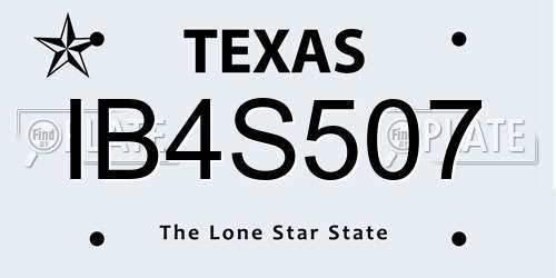IB4S507 Texas License Plate