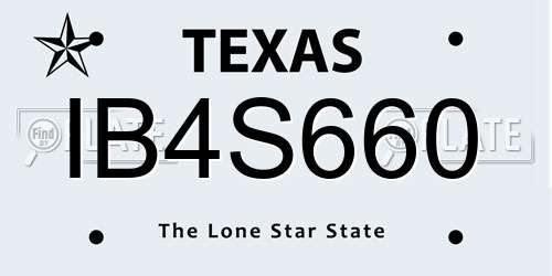 IB4S660 Texas License Plate