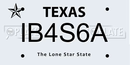 IB4S6A Texas License Plate