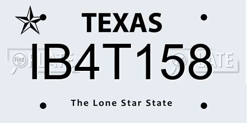 IB4T158 Texas License Plate