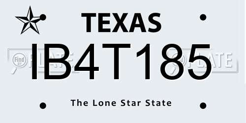 IB4T185 Texas License Plate