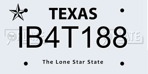 IB4T188 Texas License Plate
