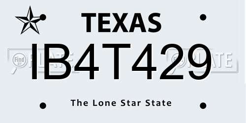 IB4T429 Texas License Plate