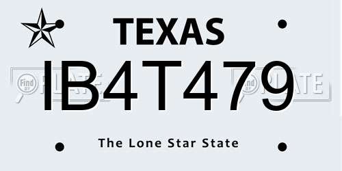 IB4T479 Texas License Plate
